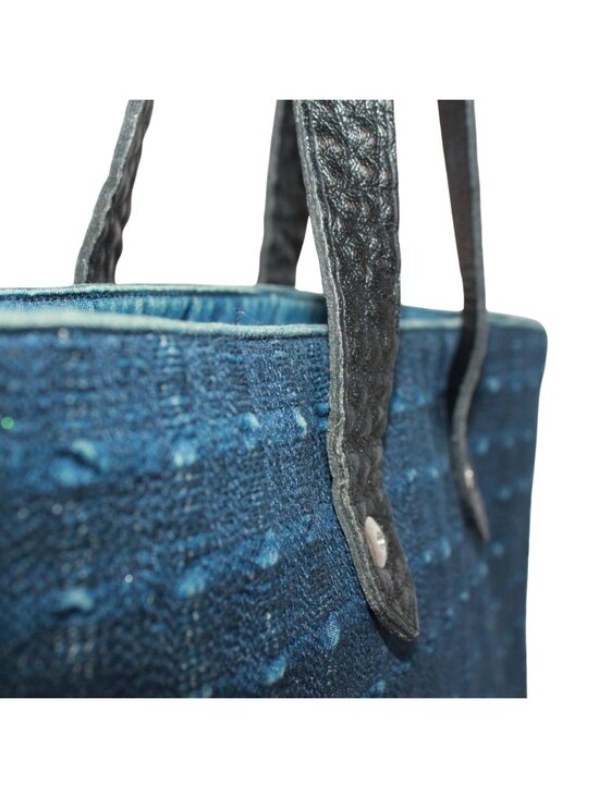HERMES Amedaba Cabas de Poche Cotton Canvas Leather Tote Bag  Hermes Amedaba GM Leather Canvas Navy Tote Silver